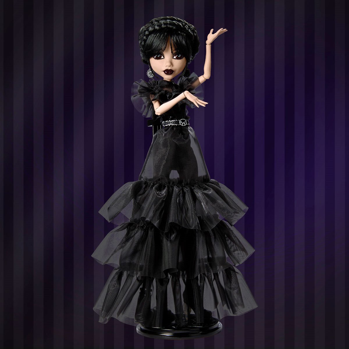 monster high black dress The Mistress of the Dark is coming to haunt our @MonsterHigh Skullector series., Our Elvira doll includes screamium details and to-die-for fashion with her signature jet black hair, skullette dress,