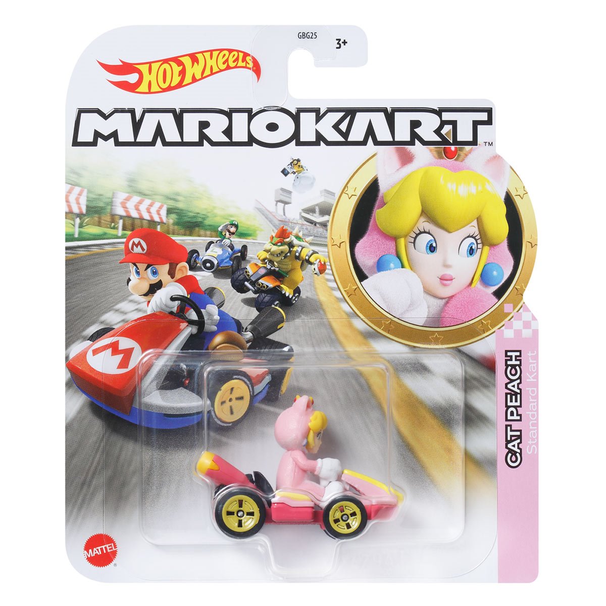 Mario Kart Hot Wheels 2025 Cat Peach Standard Kart New 1:64 Mattel
