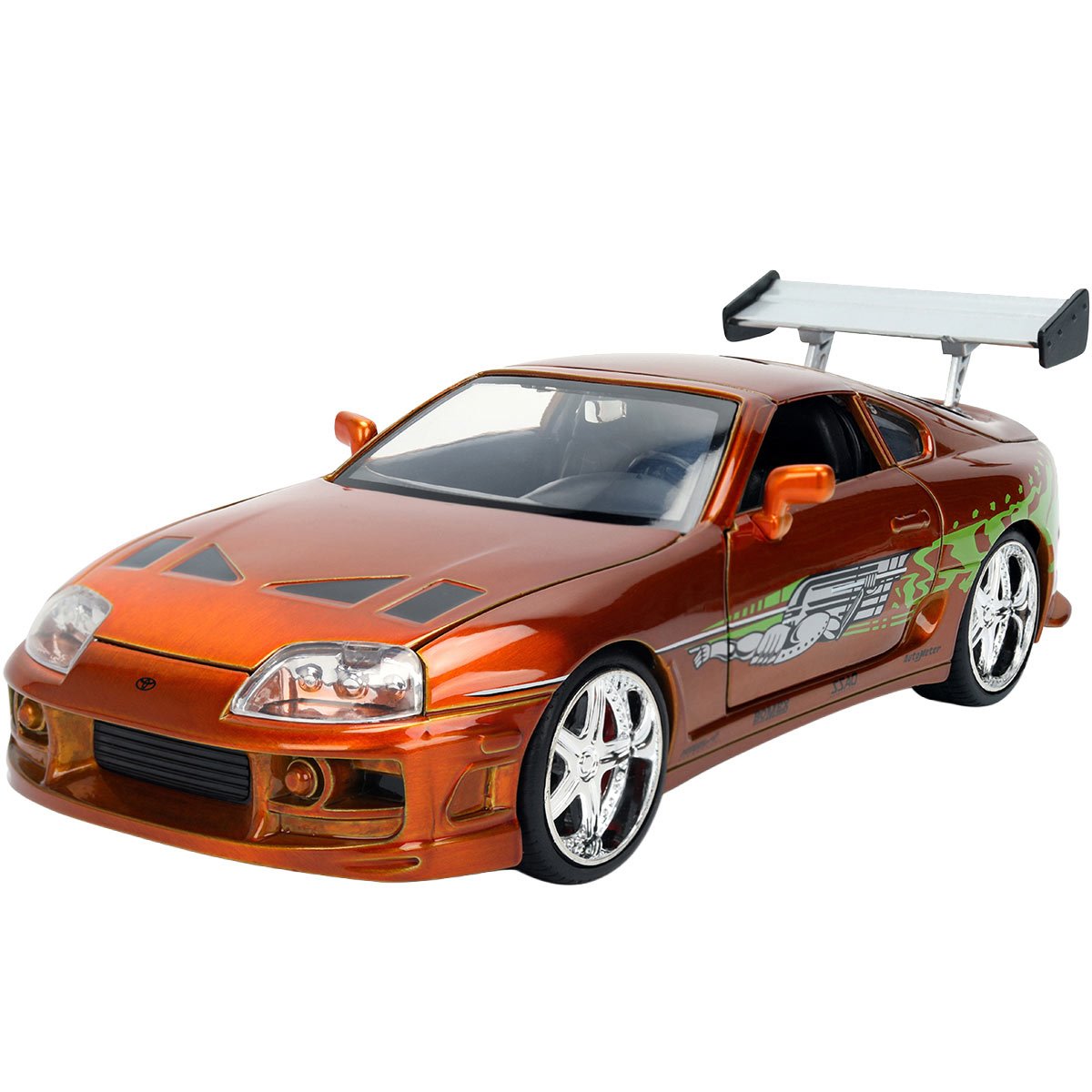 Fast and the Furious 25th Anniversary Brian's 1995 Toyota Supra Orange Brush 1:24 Scale Die-Cast Metal Vehicle