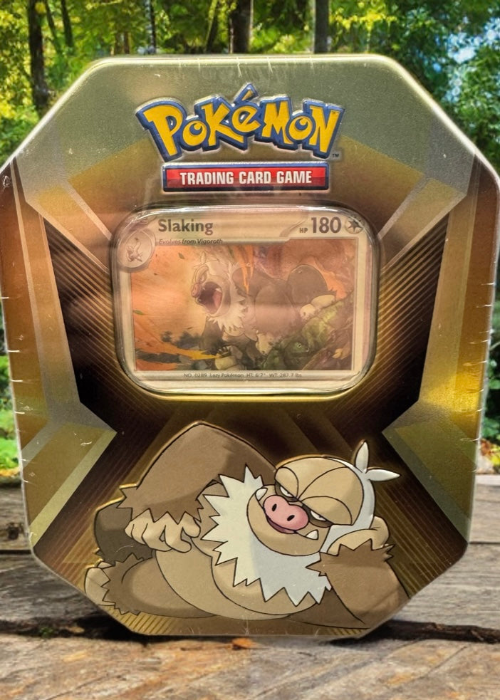 NIB Sealed Pokemon TCG Triple Whammy Collector Tin Slacking Booster Packs Foils