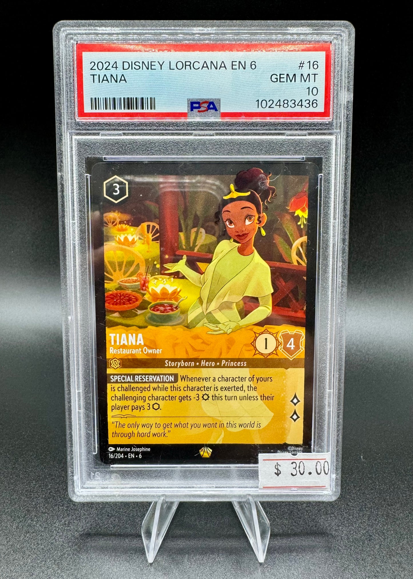 2024 DISNEY LORCANA EN 6-AZURITE SEA 16 TIANA PSA 10 GEM MINT