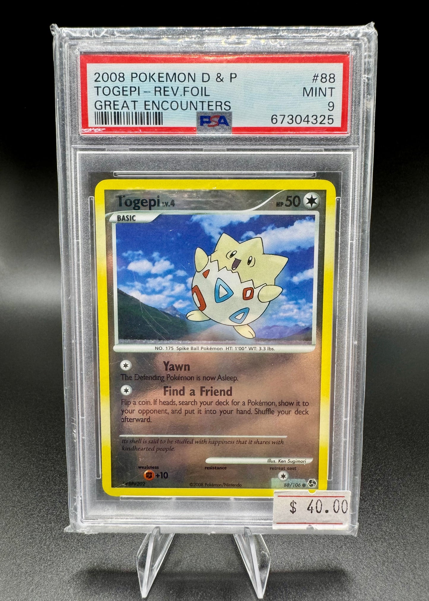 Pokemon Cards: Great Encounters Reverse Holo: Togepi 88/106 PSA 9