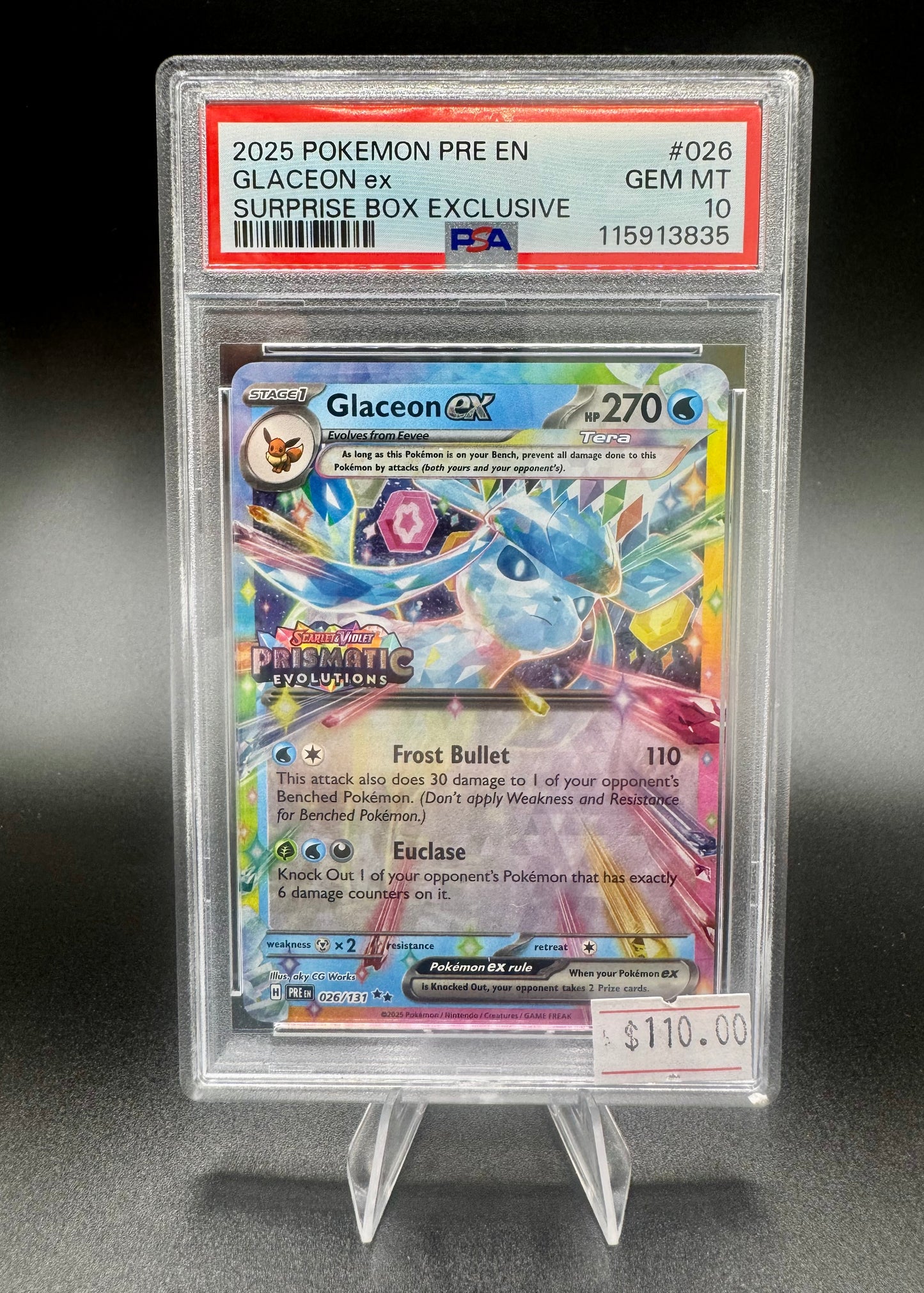 Glaceon Ex Surprise Box Prismatic Evolutions Stamp 026/131 PSA 10