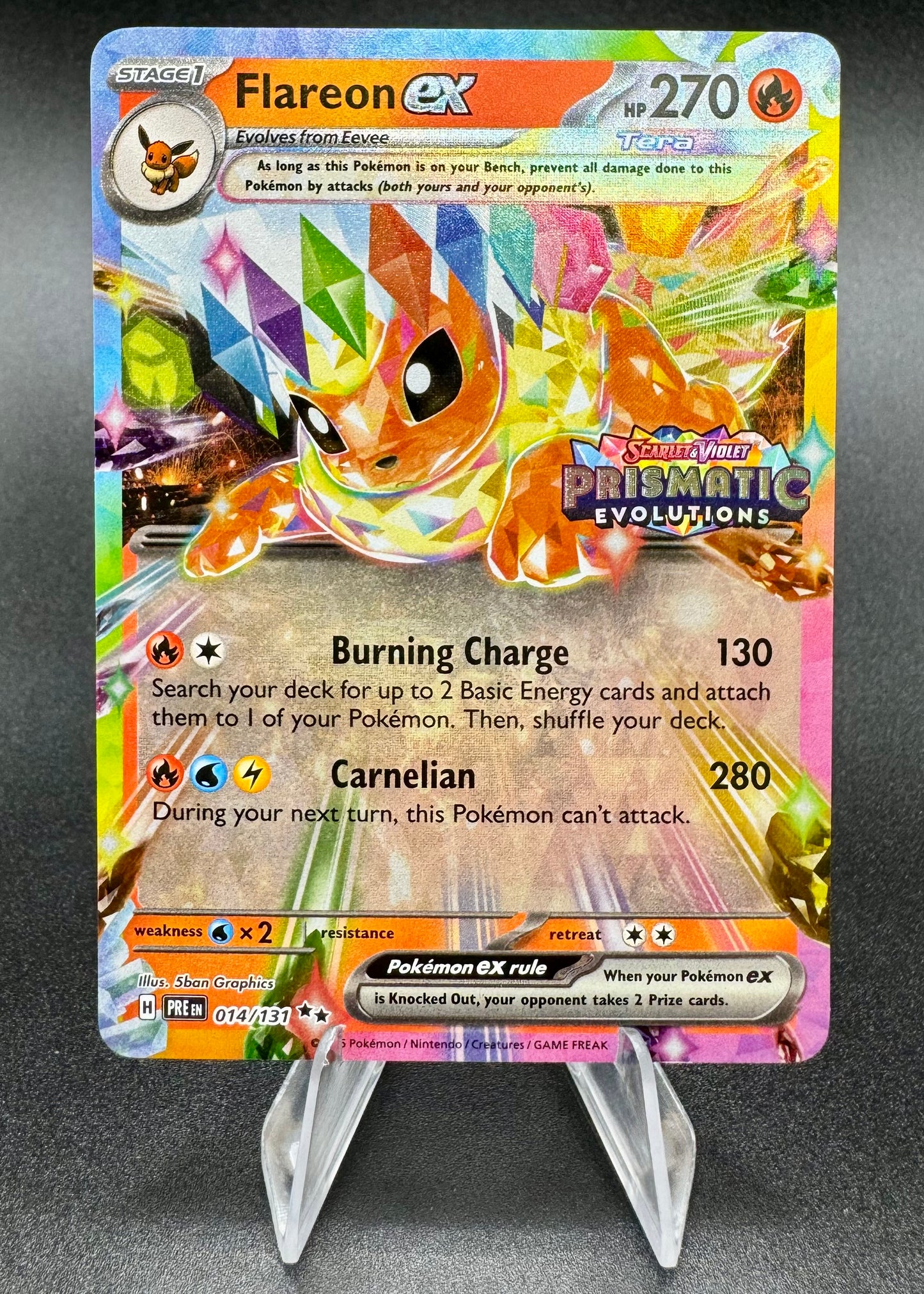 POKEMON PRISMATIC EVOLUTION PROMO FLAREON EX STAMPED 014/131 HOLO TCG