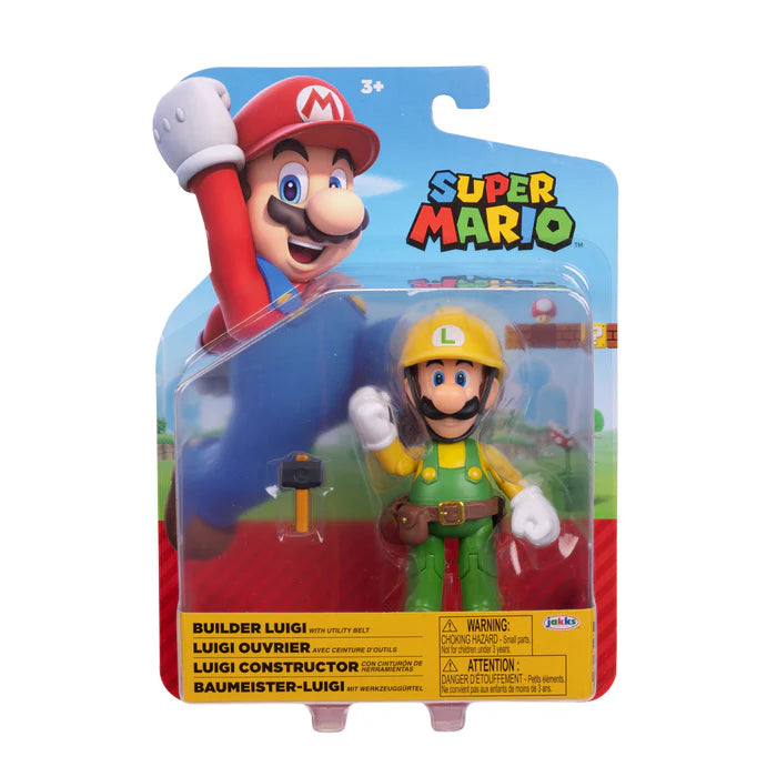 Builder Luigi with Utility Belt Super Mario Brothers 4 inch figure New
