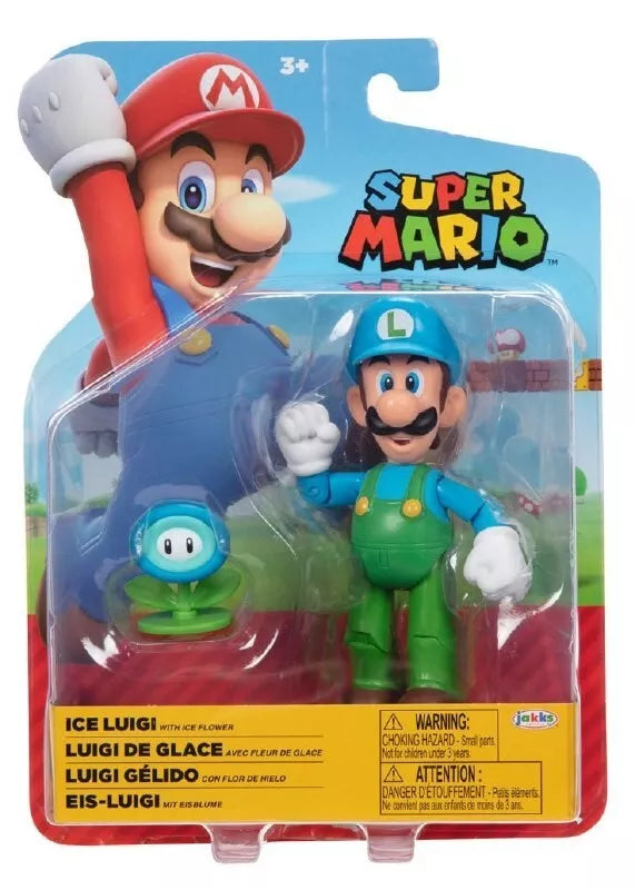NEW Jakks Pacific 41404 World of Nintendo 4" Mario ICE LUIGI W/ICE FLOWER Figure