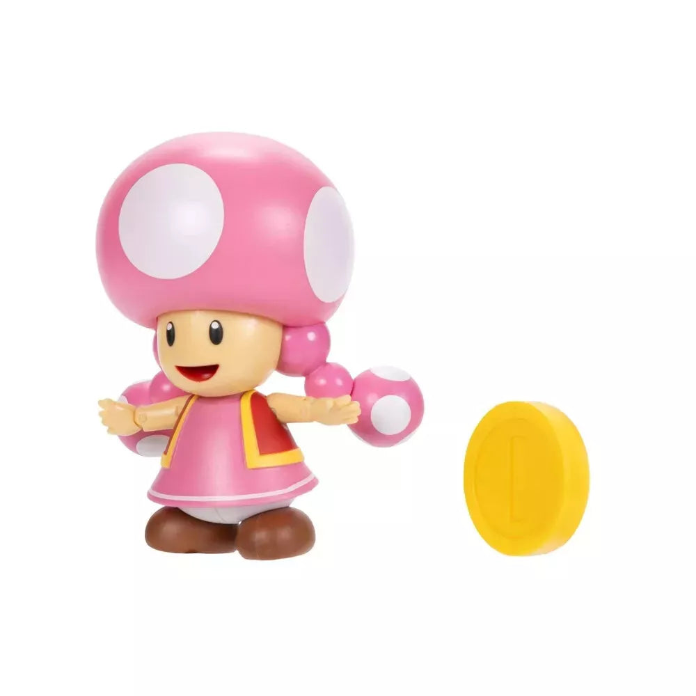 Jakks Pacific World of Nintendo Super Mario Toadette w Coin 4" Figure NEW 2024