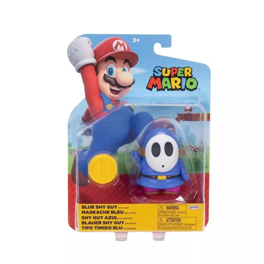 NEW Jakks Pacific Super Mario BLUE SHY GUY w/COIN Accessory 3in Action Figure