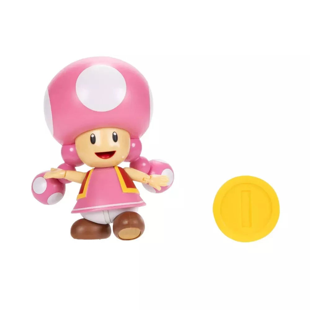 Jakks Pacific World of Nintendo Super Mario Toadette w Coin 4" Figure NEW 2024