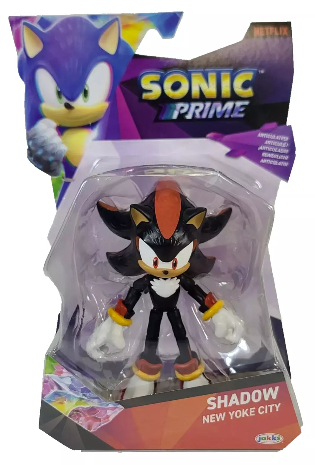 Jakks Pacific Netflix Sonic Prime SHADOW New Yoke City 5" Action Figure NEW