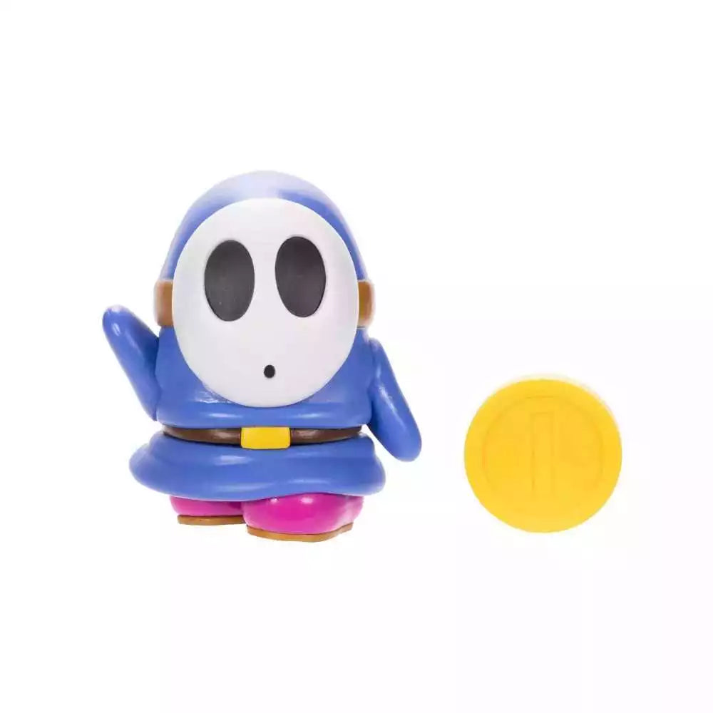 NEW Jakks Pacific Super Mario BLUE SHY GUY w/COIN Accessory 3in Action Figure