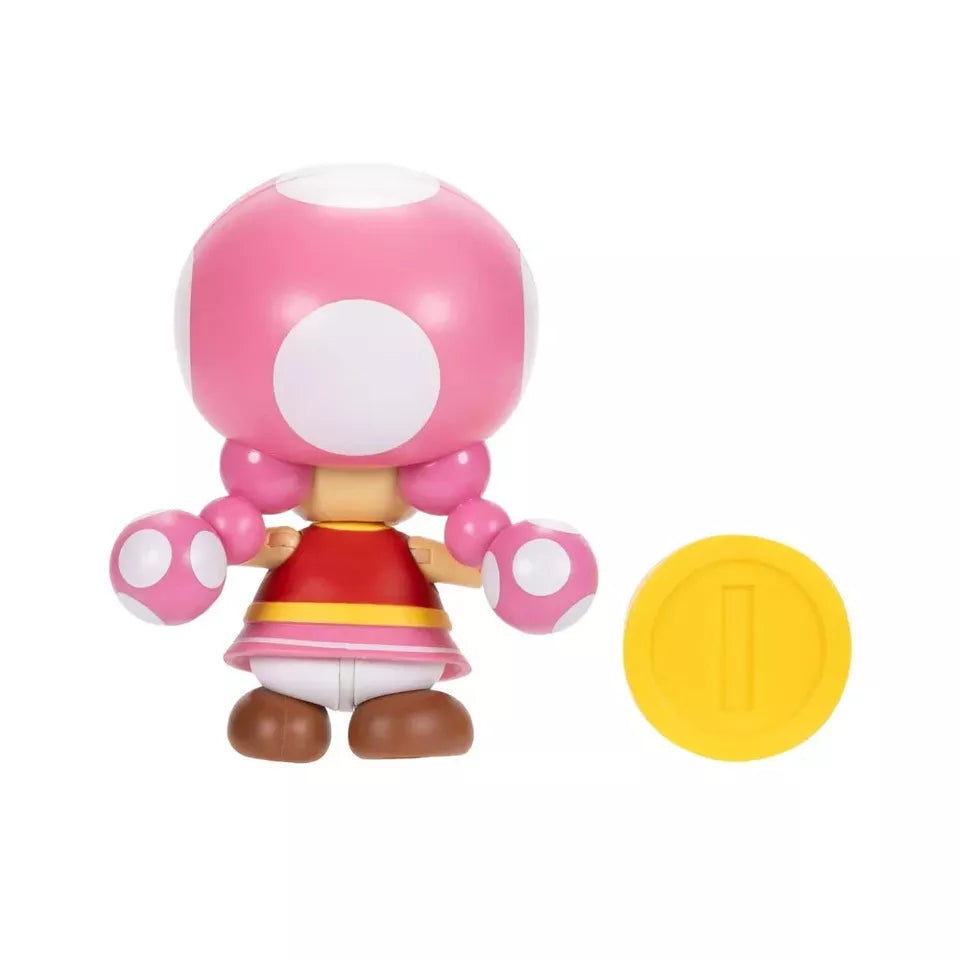 Jakks Pacific World of Nintendo Super Mario Toadette w Coin 4" Figure NEW 2024