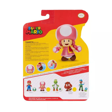 Jakks Pacific World of Nintendo Super Mario Toadette w Coin 4" Figure NEW 2024
