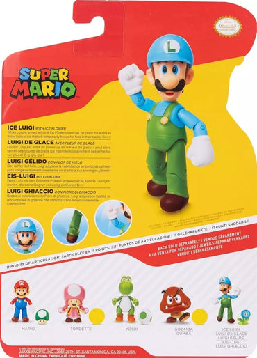 NEW Jakks Pacific 41404 World of Nintendo 4" Mario ICE LUIGI W/ICE FLOWER Figure