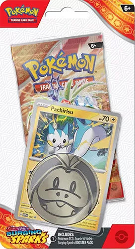 Pokemon Cards - S&V: Surging Sparks - PACHIRISU BLISTER PACK (1 Booster, Coin+)