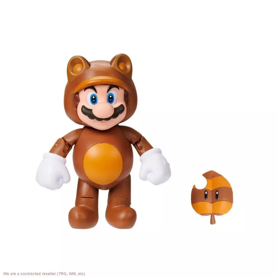 2023 Jakks Pacific Nintendo TANOOKI MARIO w/ SUPER LEAF 4” Action figure NEW