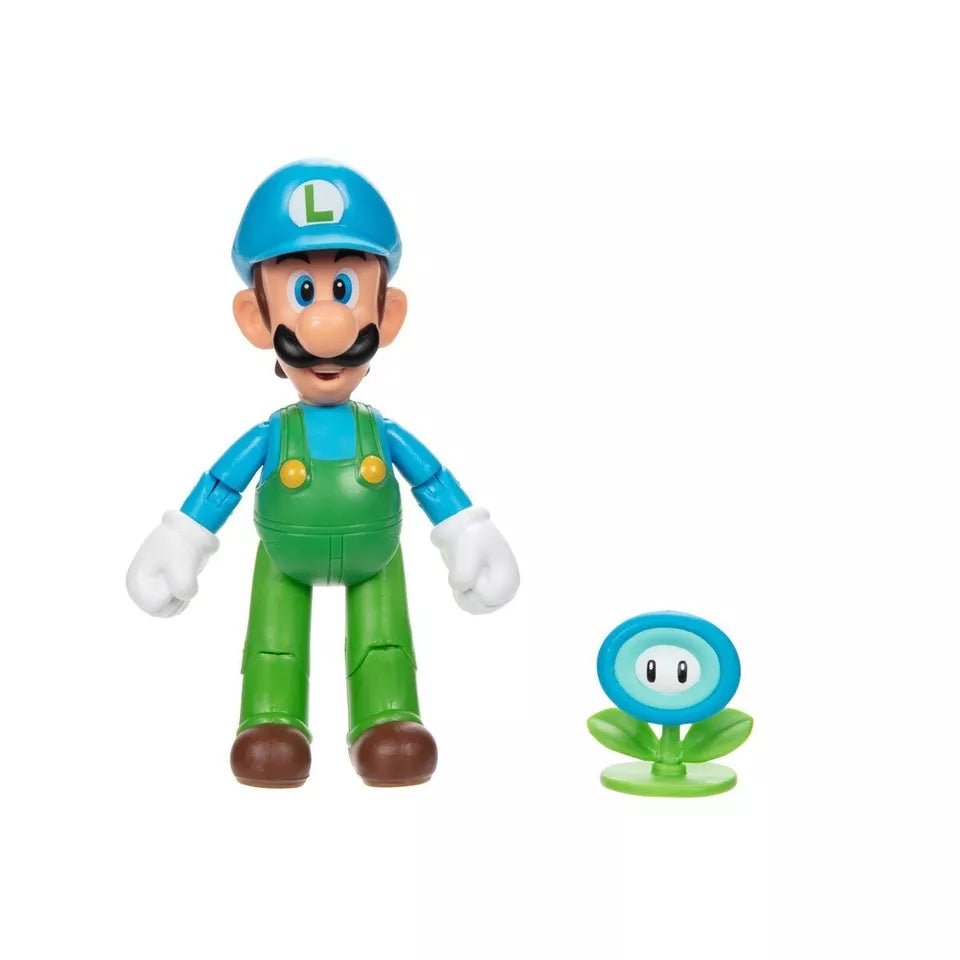 NEW Jakks Pacific 41404 World of Nintendo 4" Mario ICE LUIGI W/ICE FLOWER Figure