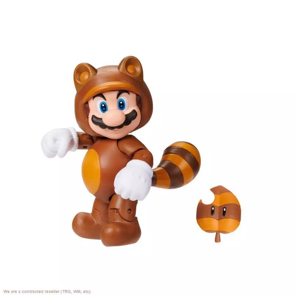 2023 Jakks Pacific Nintendo TANOOKI MARIO w/ SUPER LEAF 4” Action figure NEW