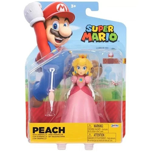 Princess Peach w/ Umbrella Super Mario Brothers 4 inch figure New