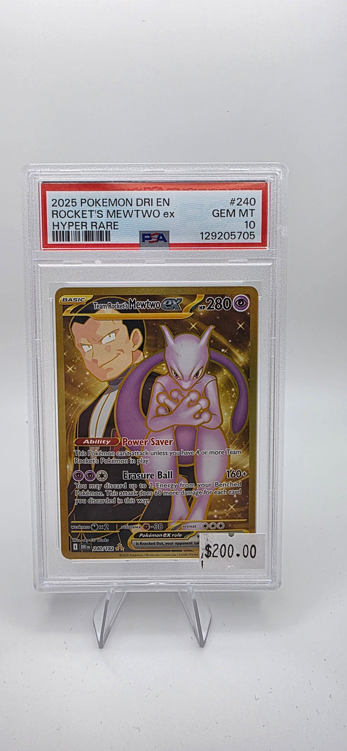 SV10: Destined Rivals #240/182 Team Rocket's Mewtwo ex PSA 10