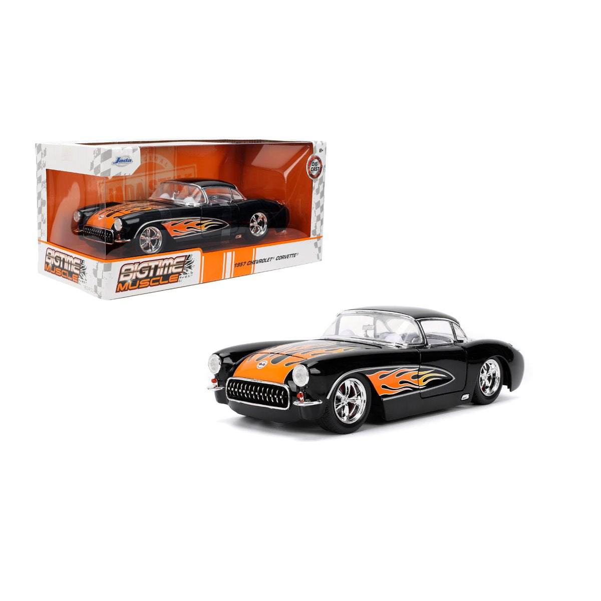 Bigtime Muscle 1957 Black Chevrolet Corvette 1:24 Scale Die-Cast Metal Vehicle