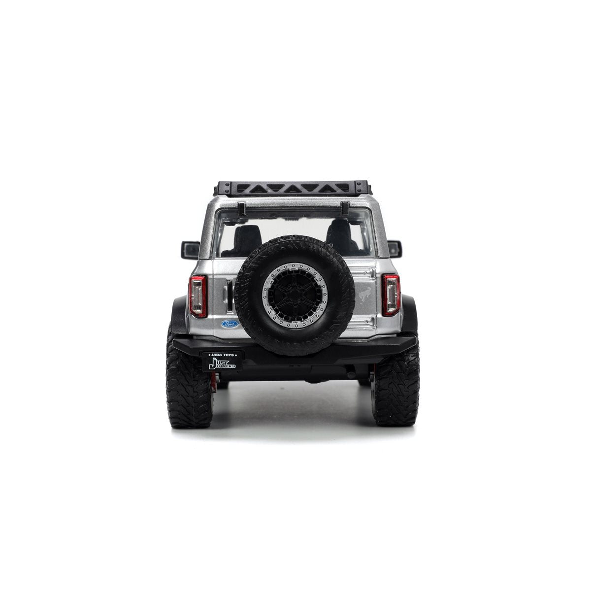 Just Trucks 2021 Ford Bronco Silver 1:24 Scale Die-Cast Metal Vehicle with Tire Rack