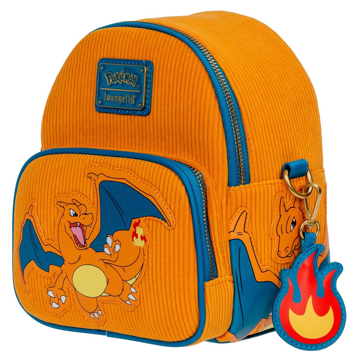 Pokemon Charizard Corduroy Convertible Mini-Backpack - Entertainment Earth Exclusive
