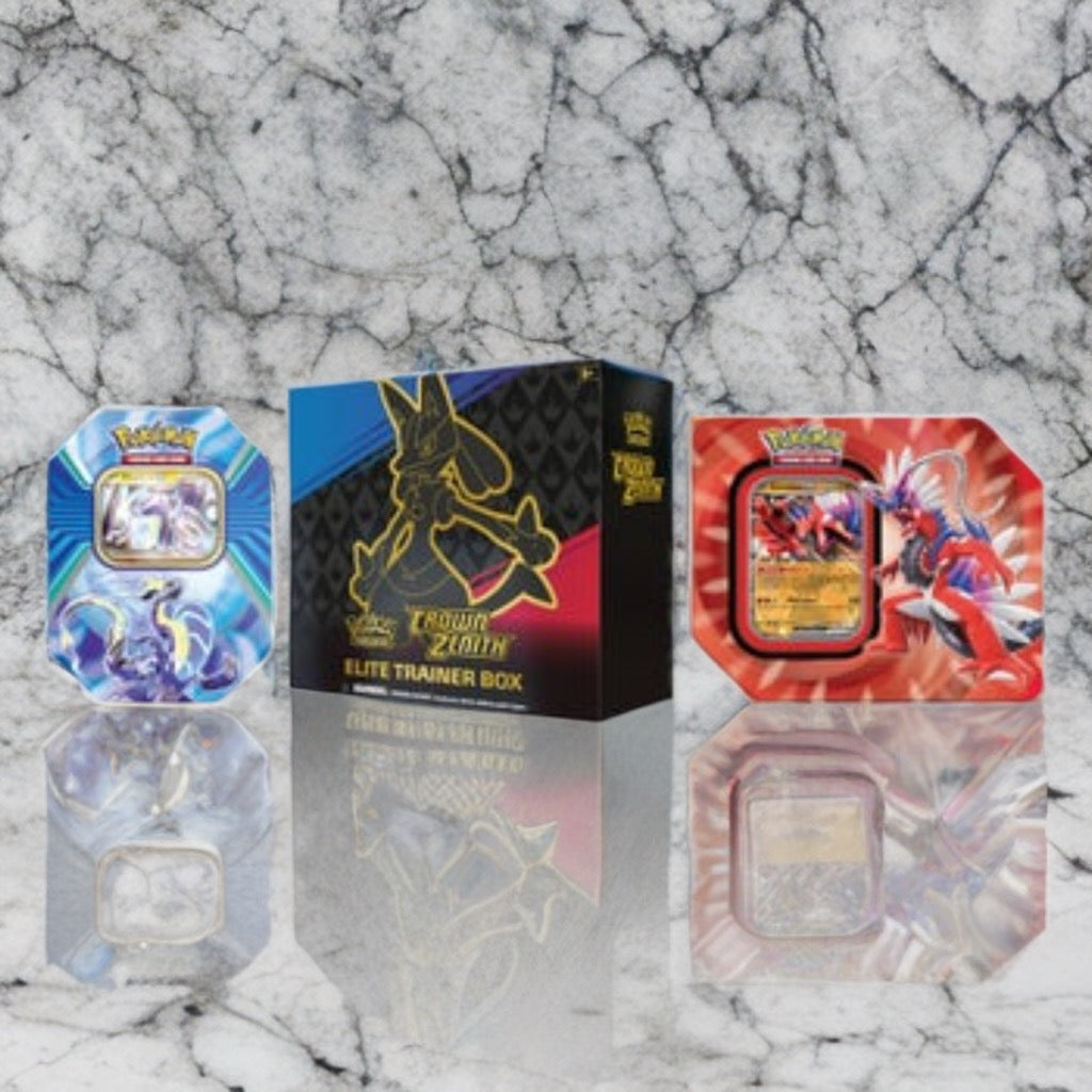 Pokemon Elite Trainer Box: Crown Zenith Koraidon Ex Tin Miraidon Window Tin