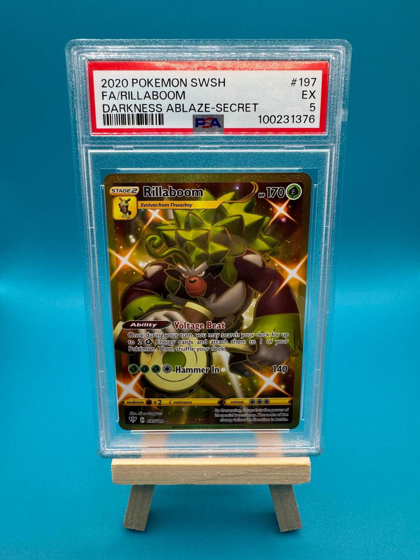 PSA 5 2020 Pokémon SWSH FA/Rillaboom Darkness Ablaze Secret #197