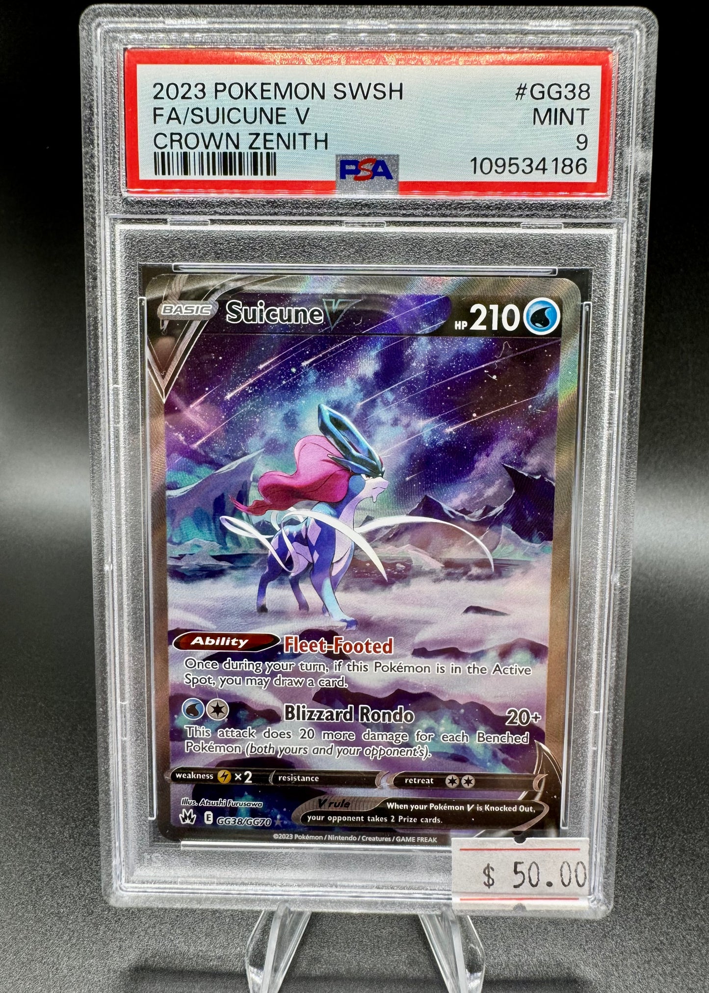 2023 Pokémon SWSH FA/Suicune V Crown Zenith Full Art #GG38 PSA 9 MINT