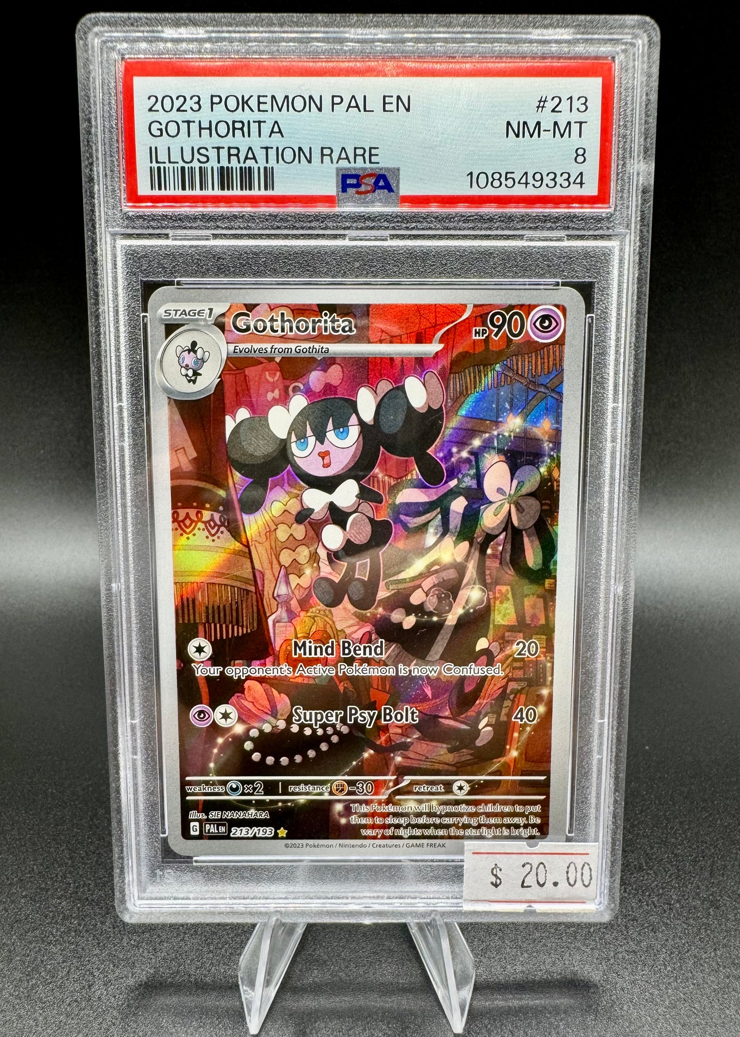 2023 Pokemon Gothorita 213/193 EN-SV Paldea Evolved Illustration Rare PSA8 NM-MT