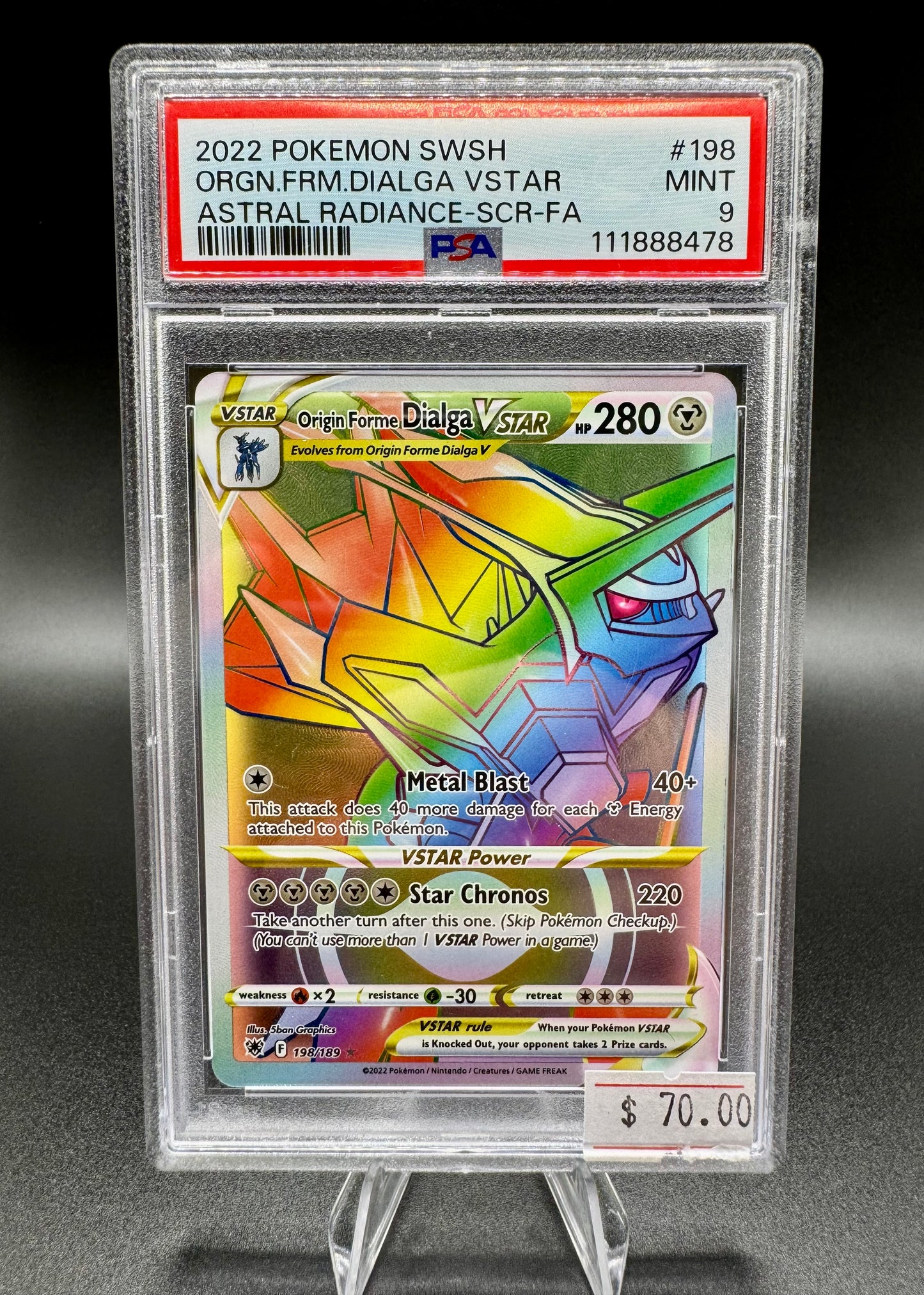 Origin Forme Dialga VSTAR - (Secret) 198/189 Swsh10: Astral Radiance Holo PSA 9