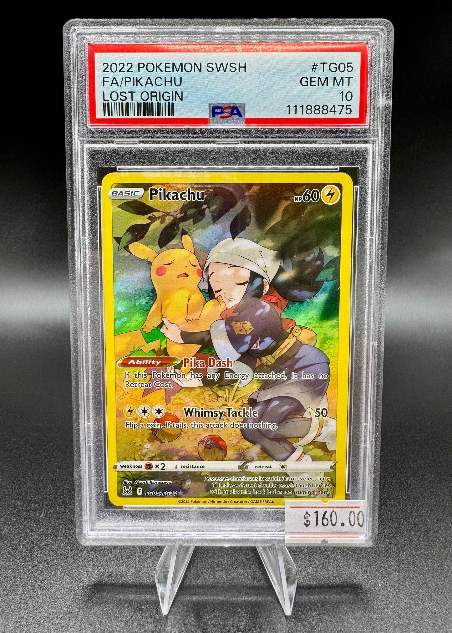2022 POKEMON SWORD & SHIELD LOST ORIGIN #TG05 FULL ART/PIKACHU PSA 10