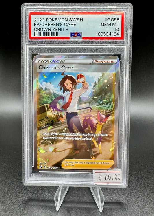 Cheren's Care GG58/GG70 Crown Zenith: Galarian Gallery Holo PSA 10