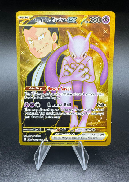 Team Rocket's Mewtwo ex 240/182 Destined Rivals Pokemon Gold Hyper Rare TCG