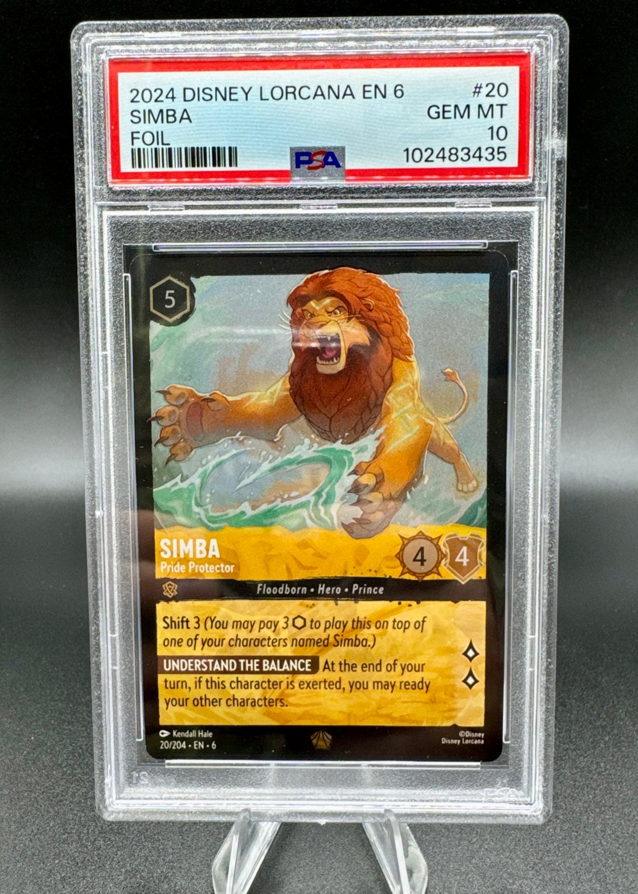 PSA 10 GEM MT Lorcana - Simba - Pride Protector 20/204 Azurite Sea Cold Foil M/NM