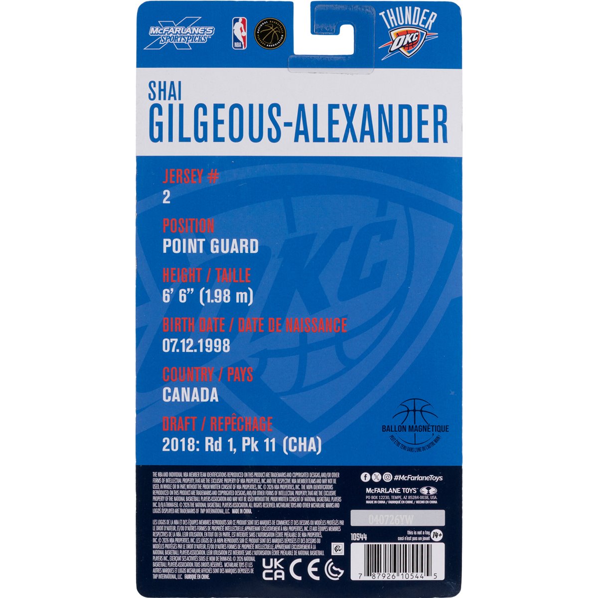 NBA McFarlane SportsPicks Wave 1 Oklahoma City Thunder Shai Gilgeous-Alexander 6-Inch Action Figure