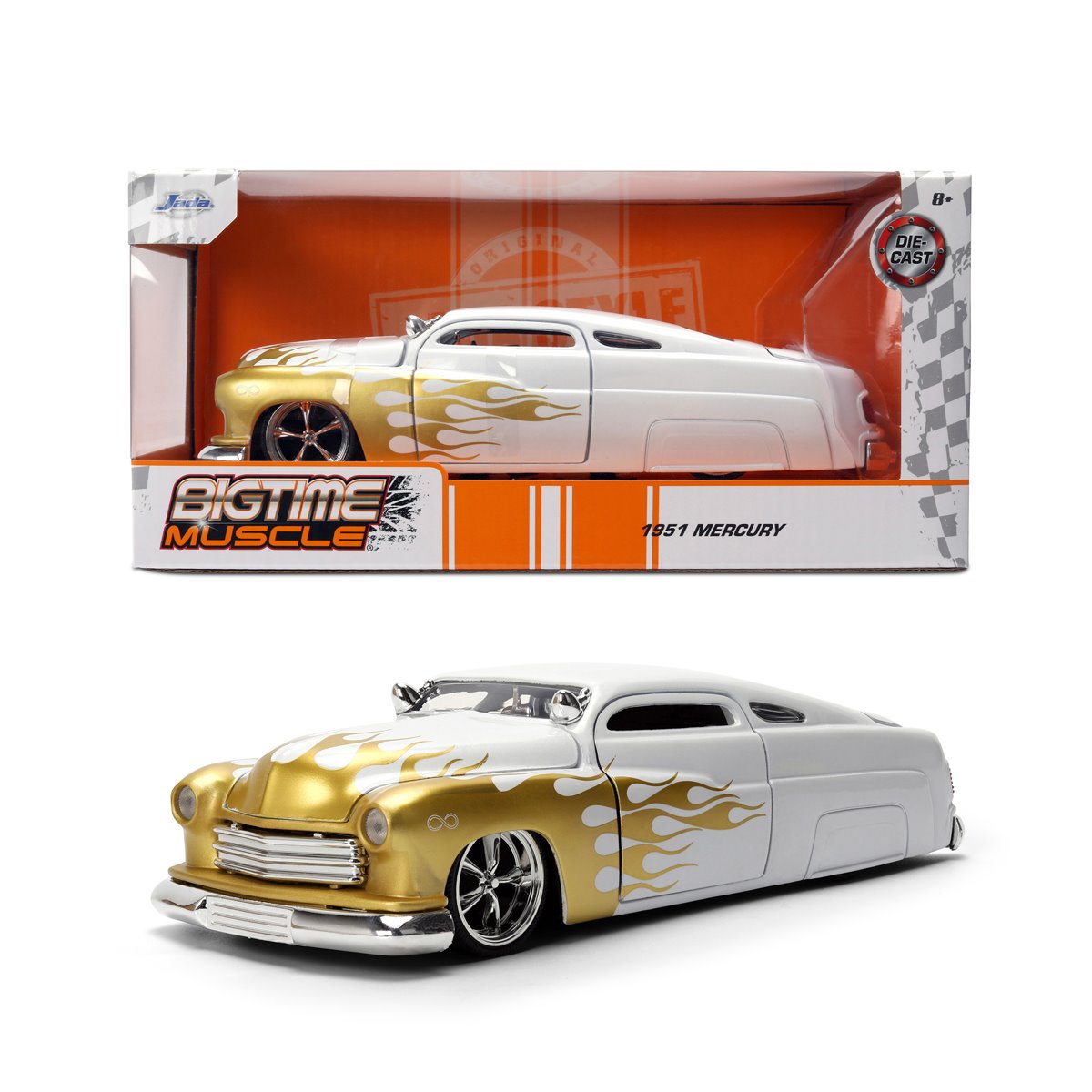 Bigtime Muscle 1951 White Mercury 1:24 Scale Die-Cast Metal Vehicle