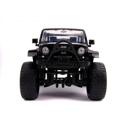 Just Trucks 2007 Jeep Wrangler Black and Pink Camo 1:24 Scale Die-Cast Metal Vehicle with Tire Rack