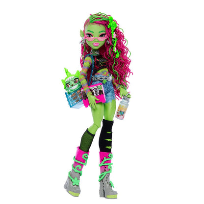 New Mattel Monster High VENUS McFlytrap Doll w/Pet Chewlian MIB Green