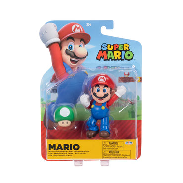 Super Mario 4IN Figures Mario w/ 1up Mushroom