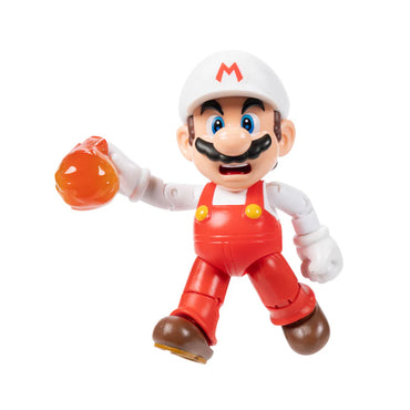 Fire Mario w/ Fireball Accessory Super Mario Brothers 4 inch figure New