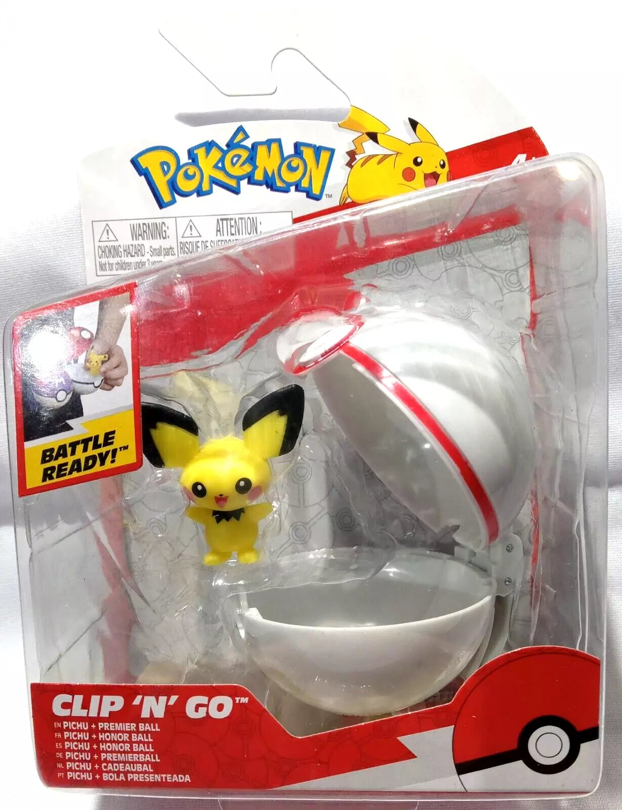 POKEMON Battle Ready Clip "N" Go PICHU Toy Ball Collectible