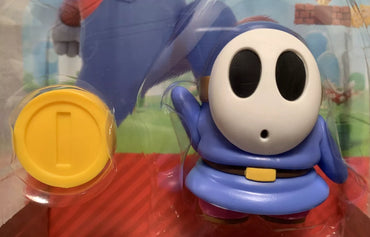 NEW Jakks Pacific Super Mario BLUE SHY GUY w/COIN Accessory 3in Action Figure