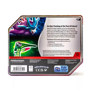 Pokemon Paradox Clash Tin - Walking Wake Ex - Sealed Tin With 5 Booster Packs