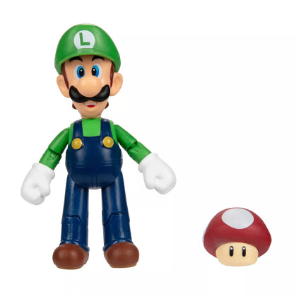 NEW Jakks 40822 World of Nintendo Mario 4" LUIGI W/SUPER MUSHROOM Mini-Figure