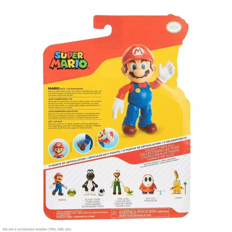 NEW Jakks Pacific 40677 World of Nintendo 4" Super Mario MARIO W/MUSHROOM Figure