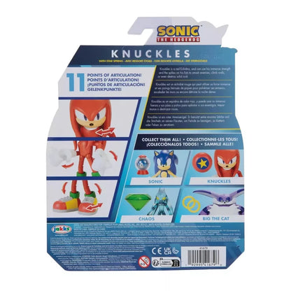 Jakks Pacific Sonic the Hedgehog KNUCKLES w Star Spring 4" Action Figure Toy NEW